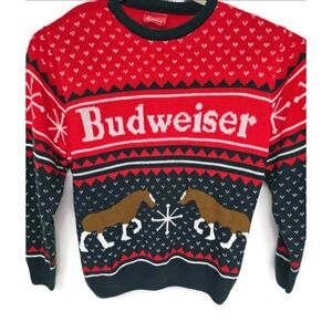 Budweiser Sweater Mens XL Holiday Christmas Clydesdale Horses Pullover 2016
